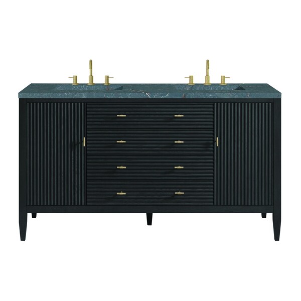 James Martin Vanities 60'' Double Vanity, Carbon Oak w/ 3 CM Parisien Bleu Quartz Top 485-V60D-CBO-3PBL - main